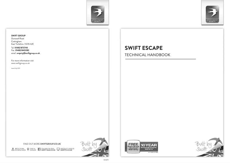 Page 1 de la notice Manuel utilisateur Swift Escape (2016)
