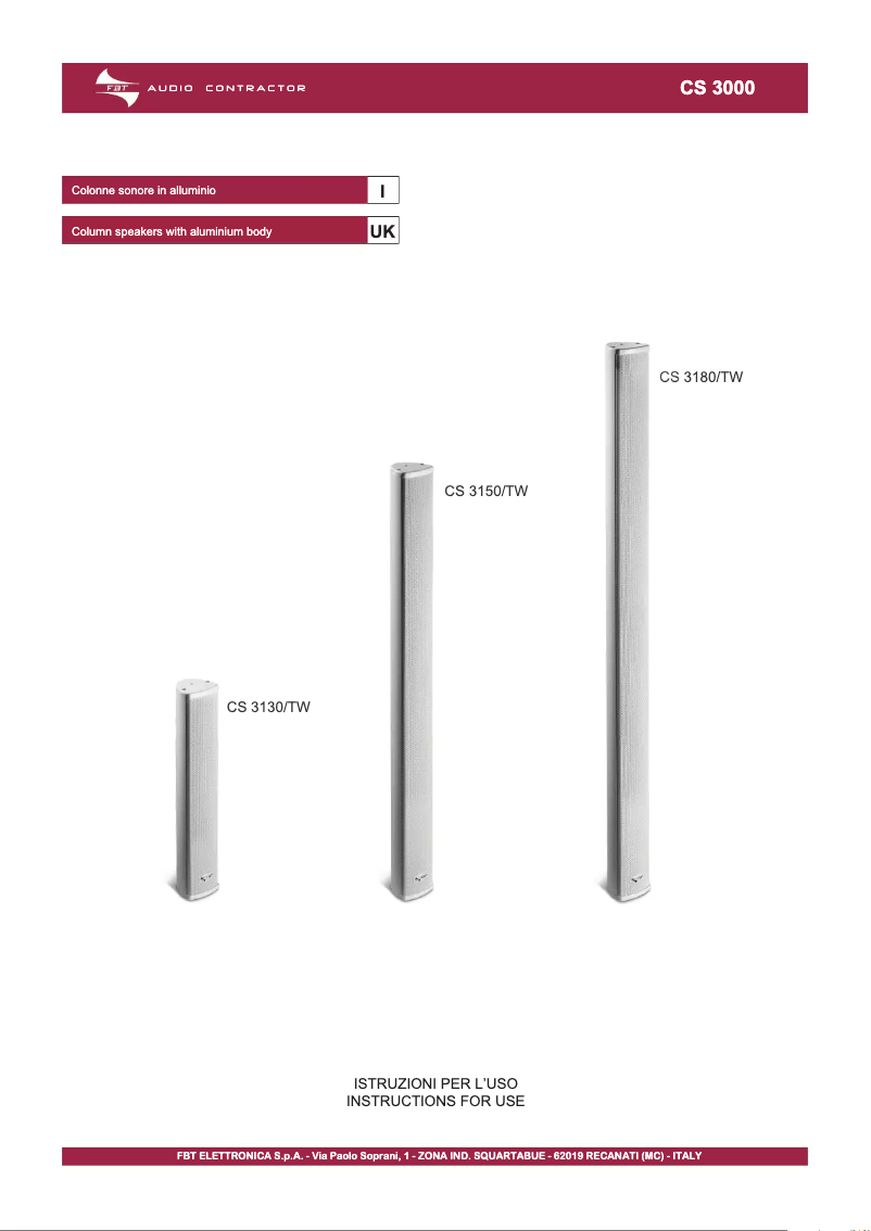 Page 1 de la notice Manuel utilisateur FBT CS 3150/TW