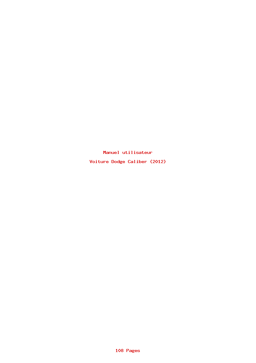 Page 1 de la notice Manuel utilisateur Dodge Caliber (2012)