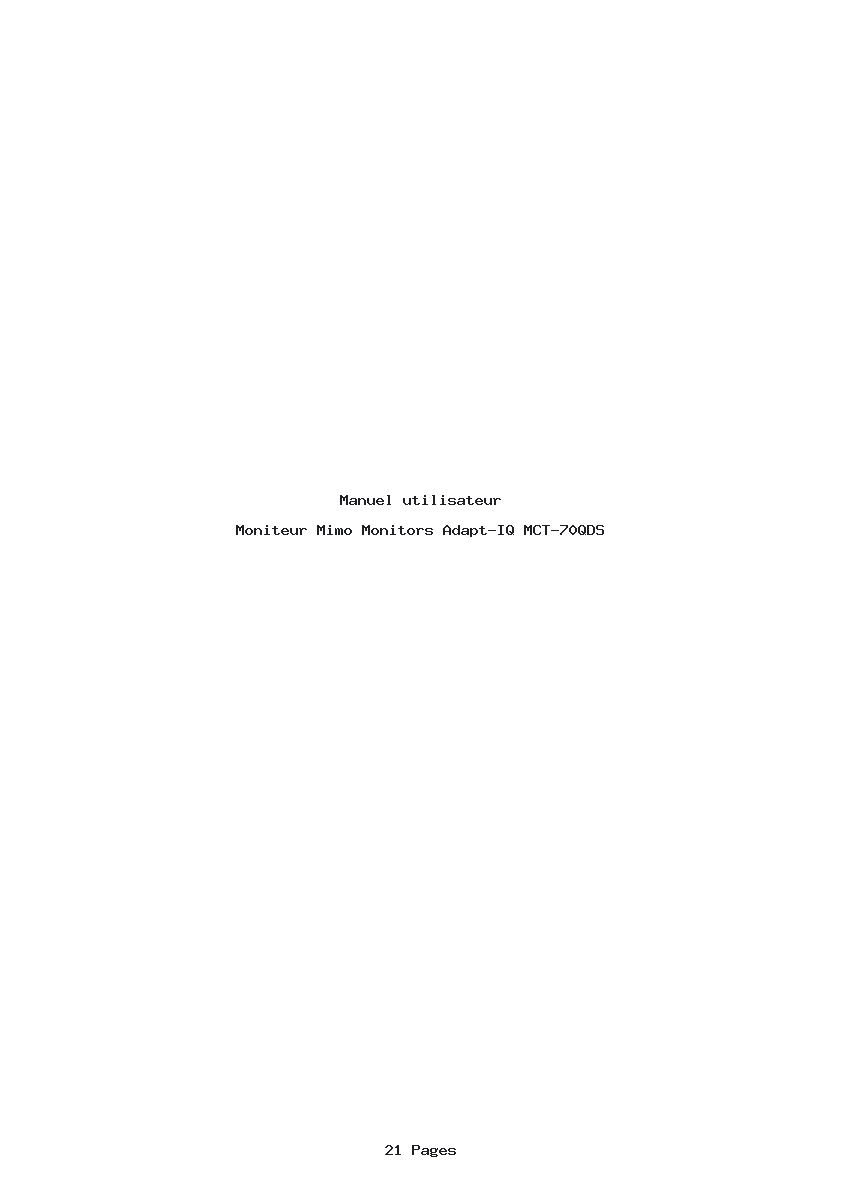 Page 1 de la notice Manuel utilisateur Mimo Monitors Adapt-IQ MCT-70QDS