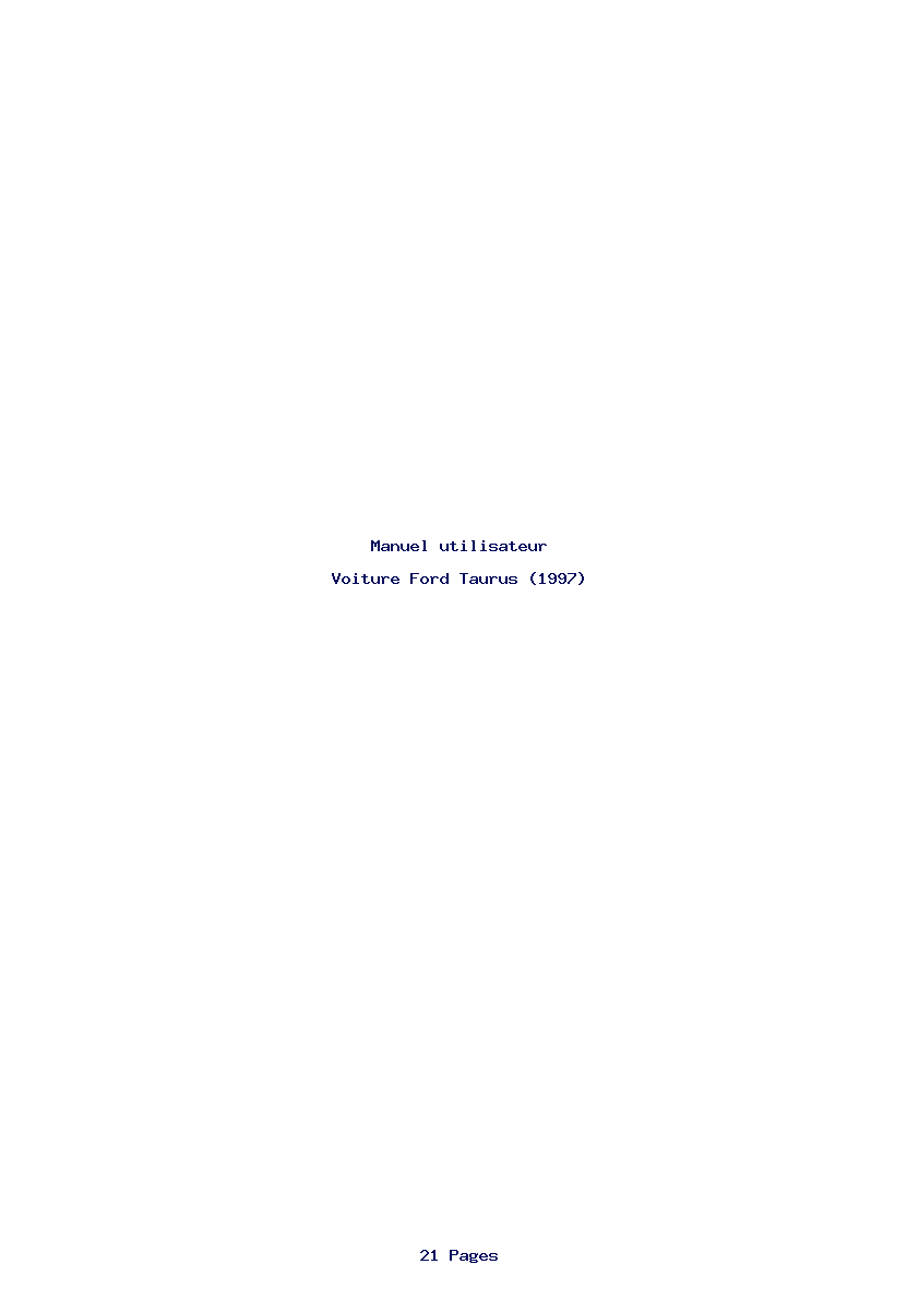 Page 1 de la notice Manuel utilisateur Ford Taurus (1997)