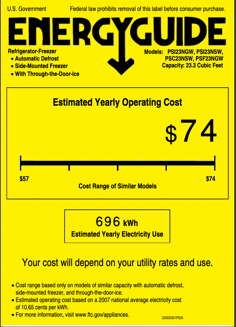 Page n°1 - Label énergétique GE Profile PCF23NGWBB