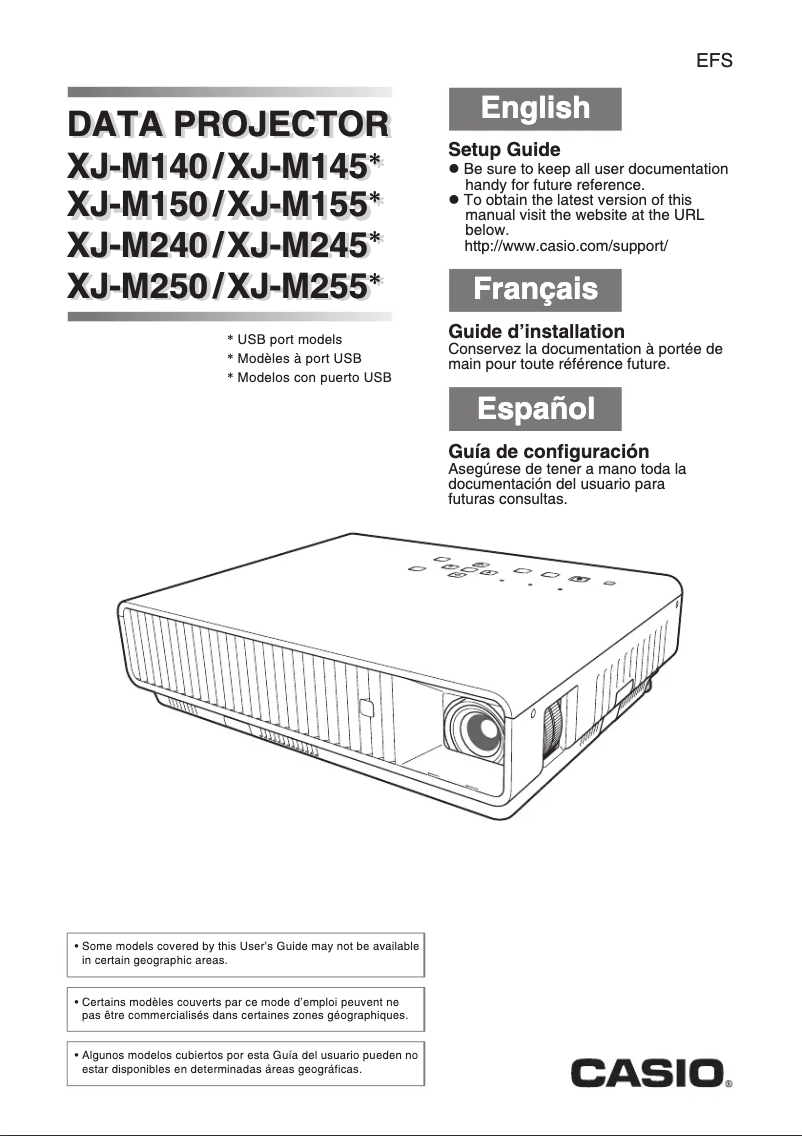 Page 1 de la notice Guide d'installation Casio XJ-M250