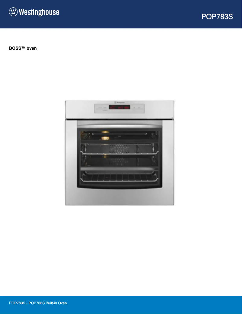 Page 1 de la notice Fiche technique Westinghouse POP783S