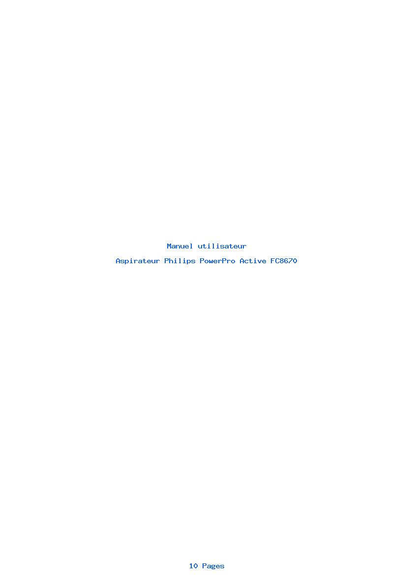 Page 1 de la notice Manuel utilisateur Philips PowerPro Active FC8670