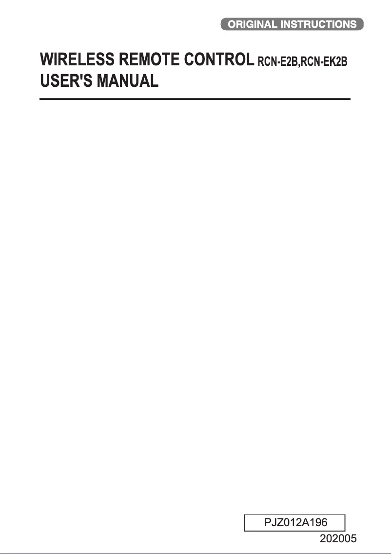 Page 1 de la notice Manuel utilisateur Mitsubishi RCN-EK2B