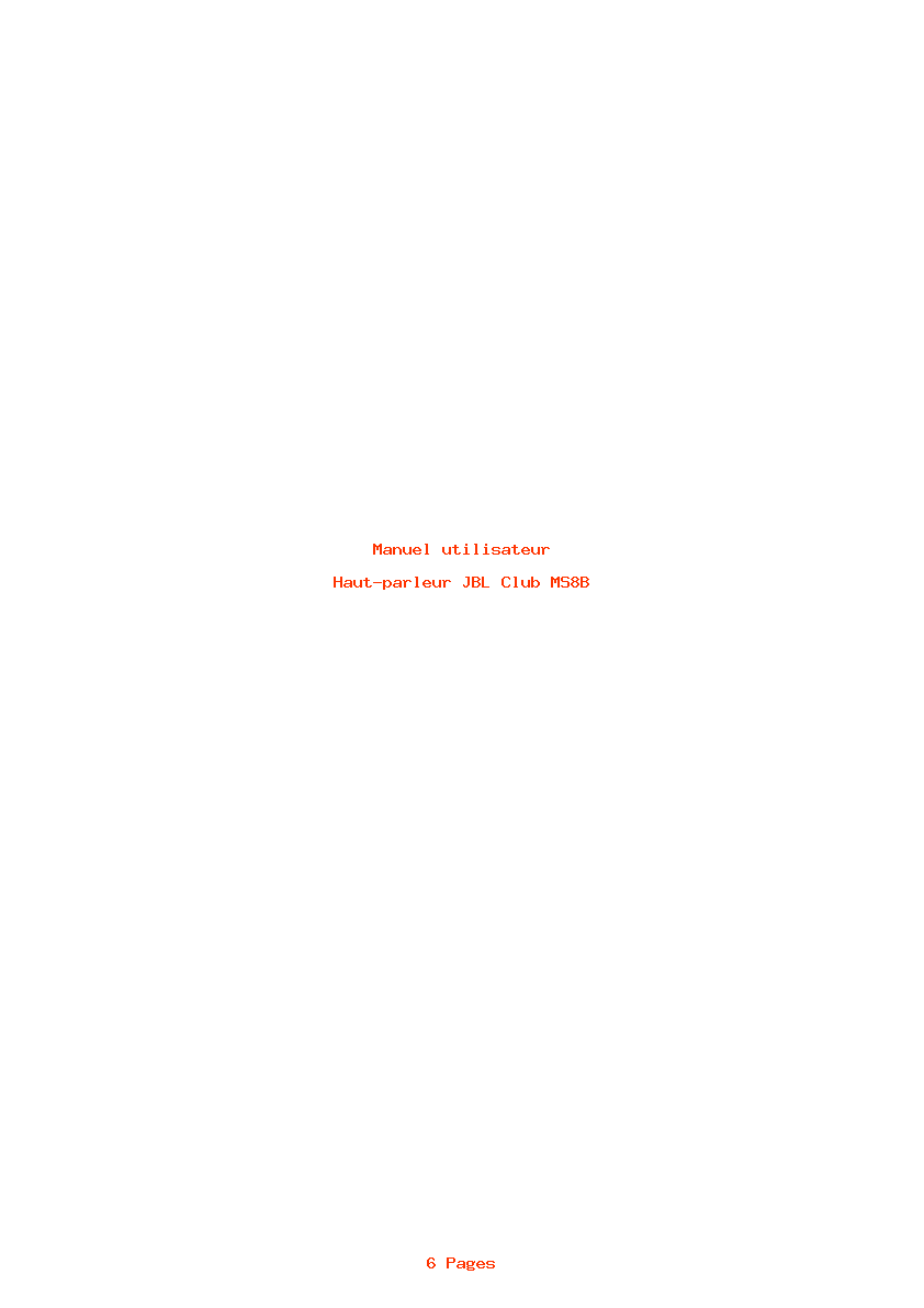 Page 1 de la notice Manuel utilisateur JBL Club MS8B