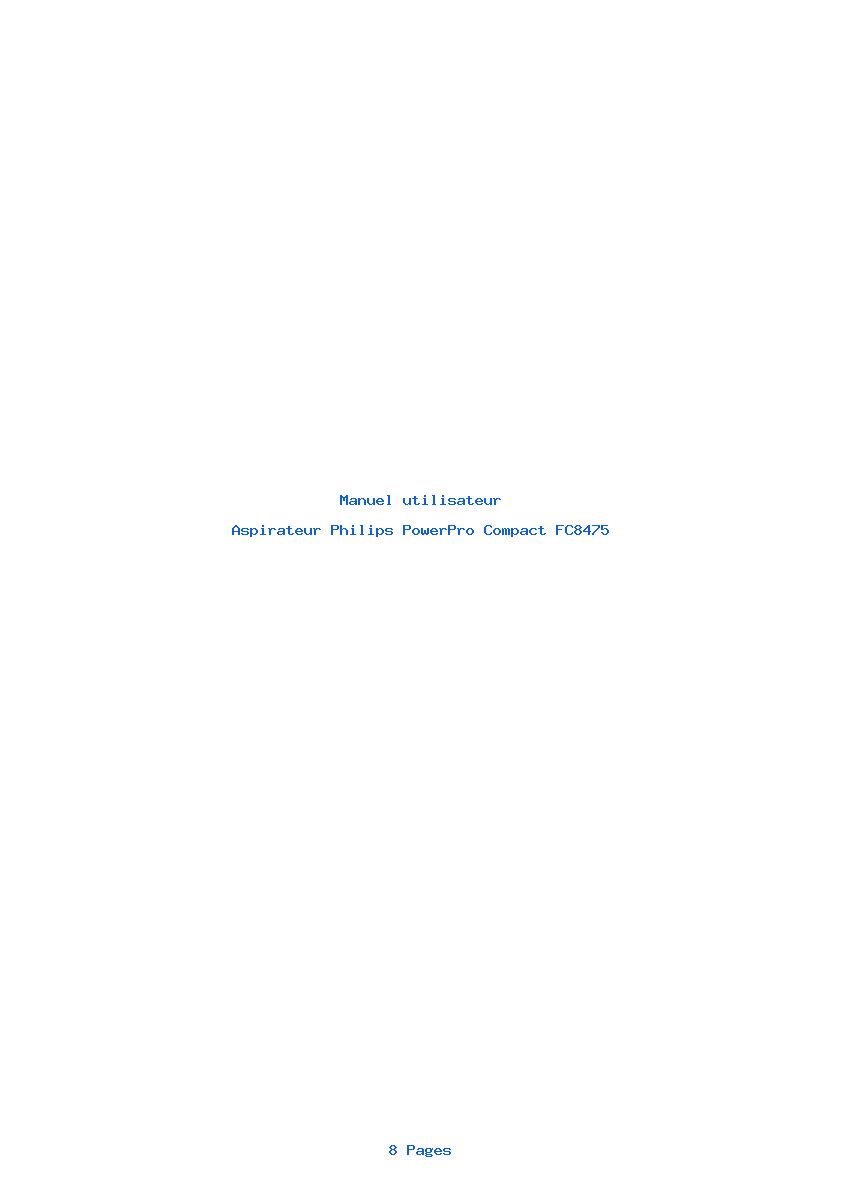 Page 1 de la notice Manuel utilisateur Philips PowerPro Compact FC8475