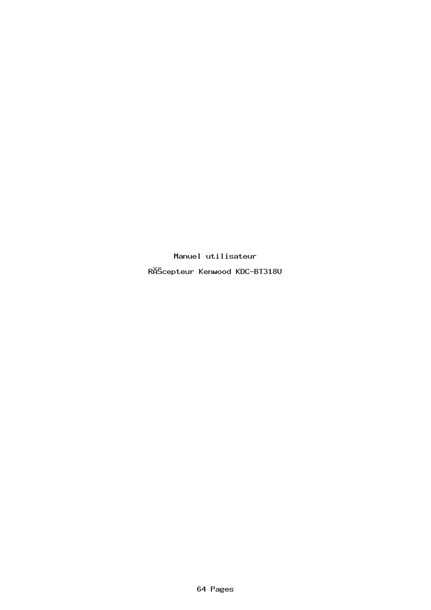 Page 1 de la notice Manuel utilisateur Kenwood KDC-BT318U