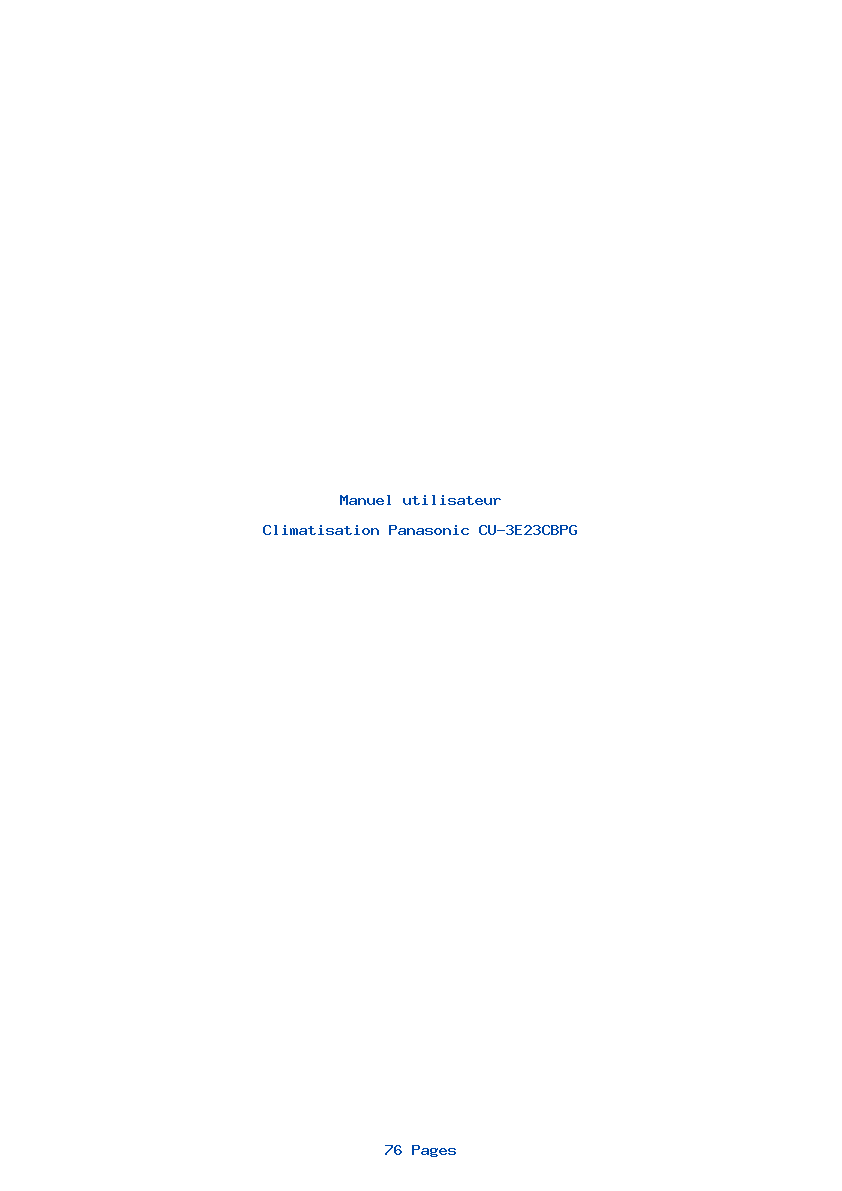Page 1 de la notice Manuel utilisateur Panasonic CU-3E23CBPG