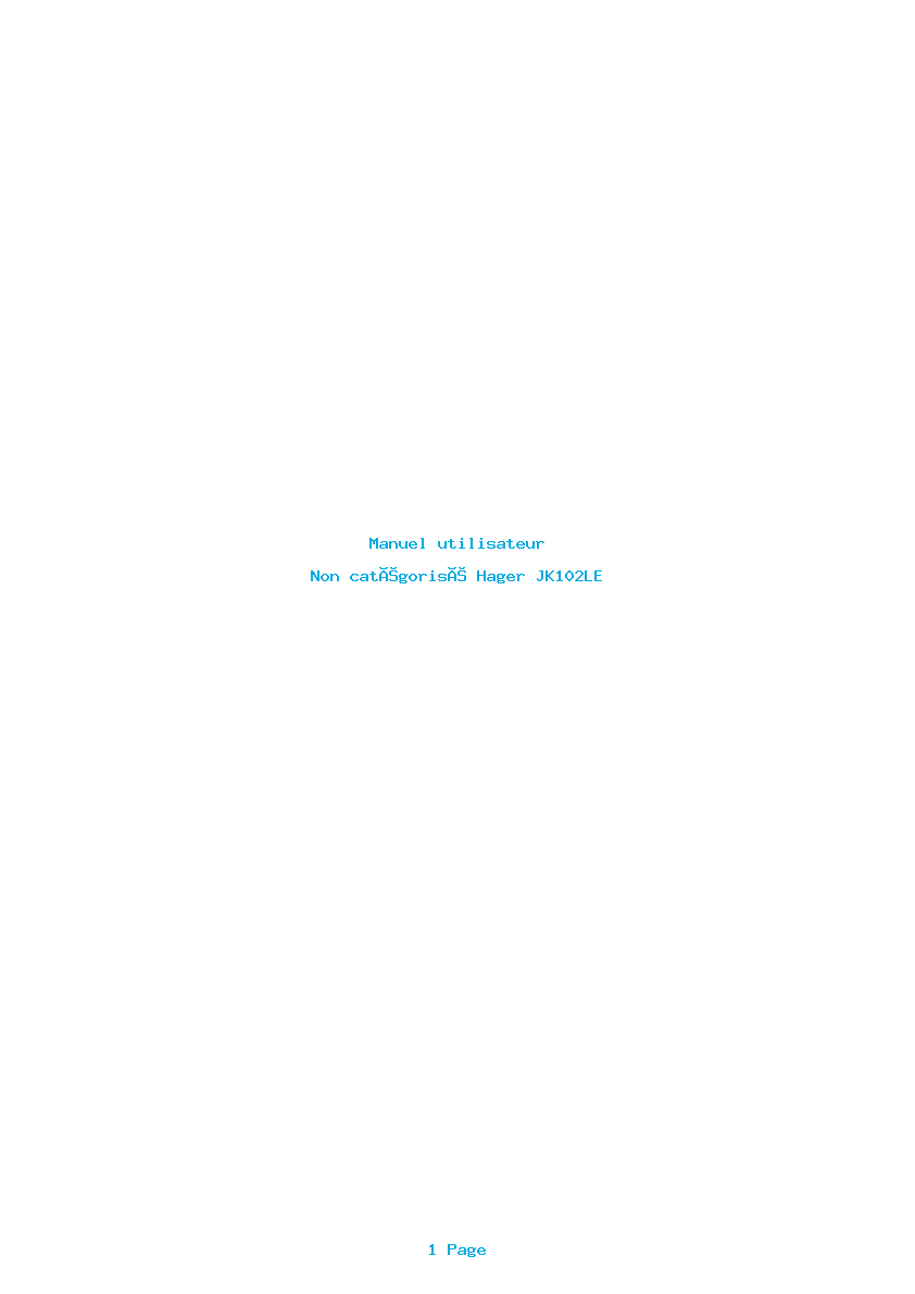 Page 1 de la notice Manuel utilisateur Hager JK102LE