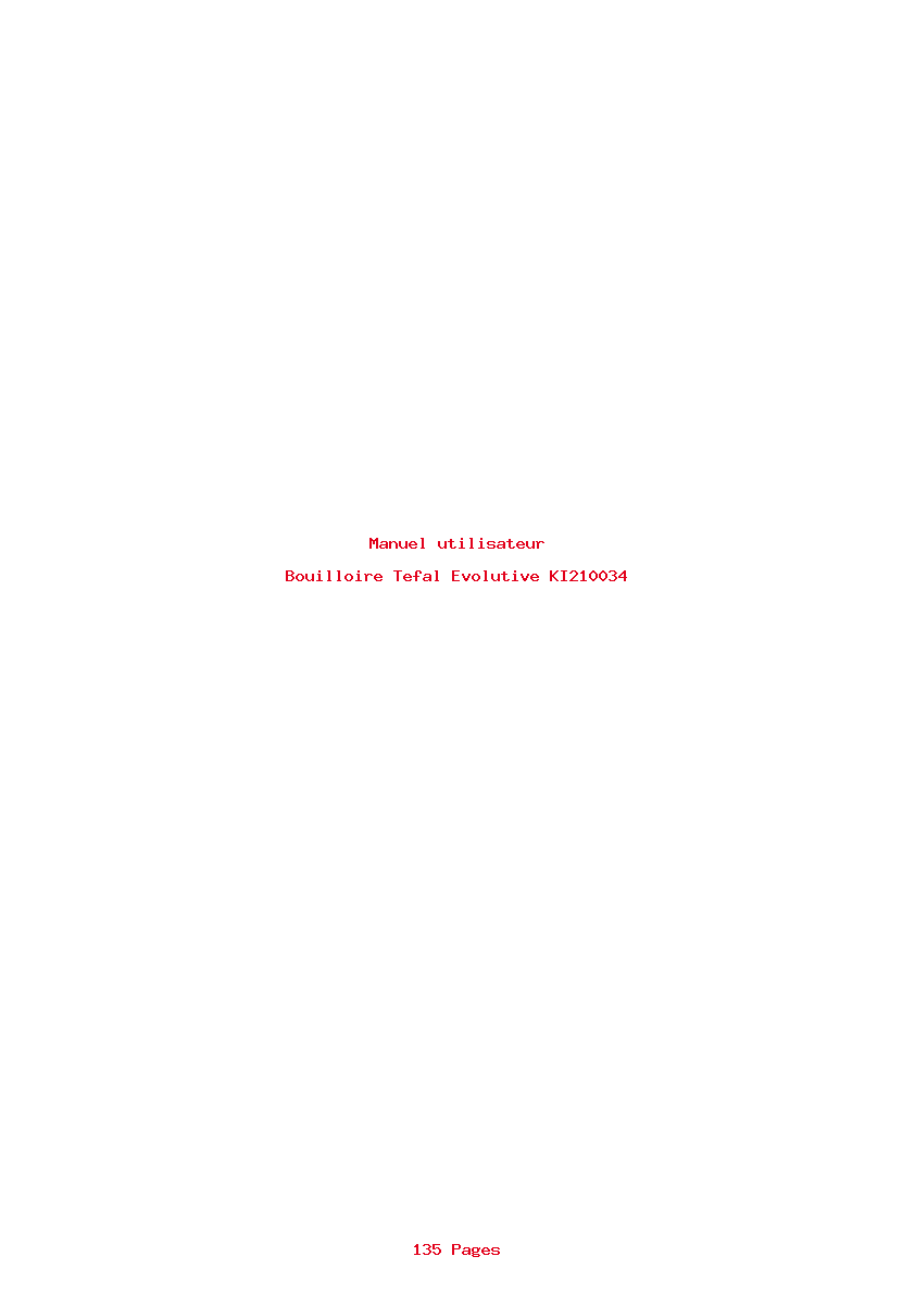 Page 1 de la notice Manuel utilisateur Tefal Evolutive KI210034