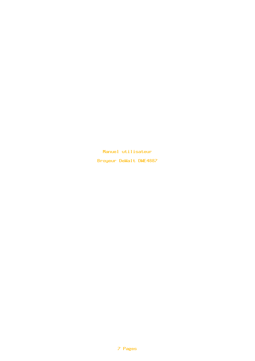 Page 1 de la notice Manuel utilisateur DeWalt DWE4887