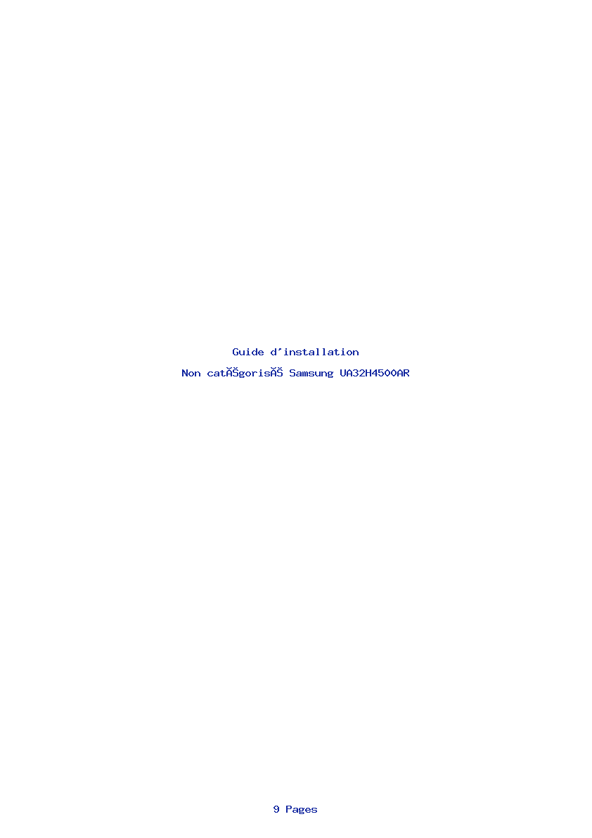 Page 1 de la notice Guide d'installation Samsung UA32H4500AR