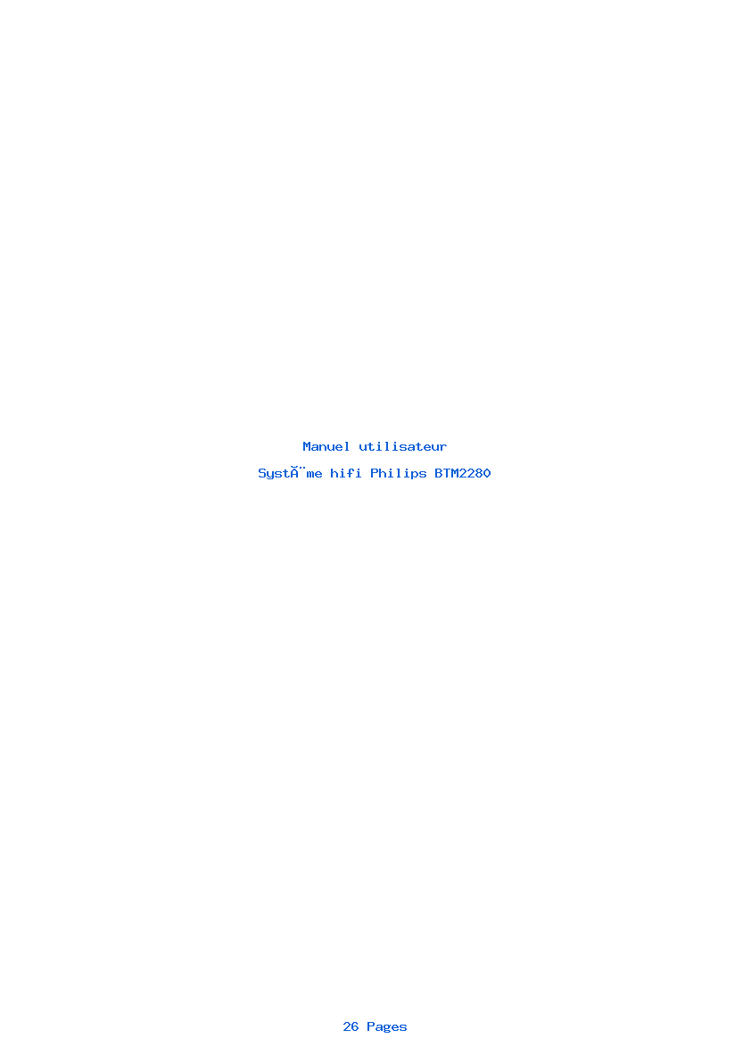 Page 1 de la notice Manuel utilisateur Philips BTM2280