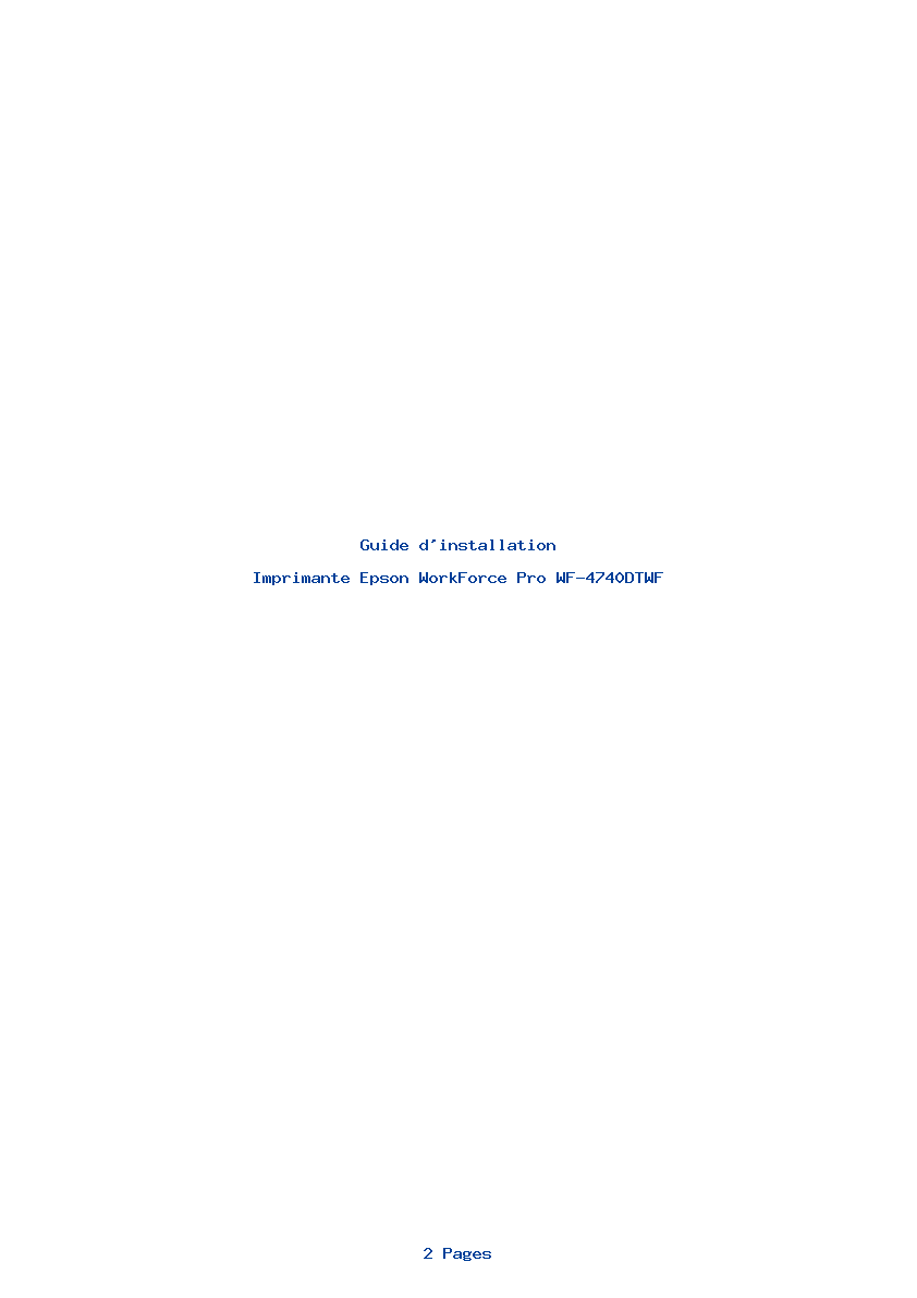 Page 1 de la notice Guide d'installation Epson WorkForce Pro WF-4740DTWF