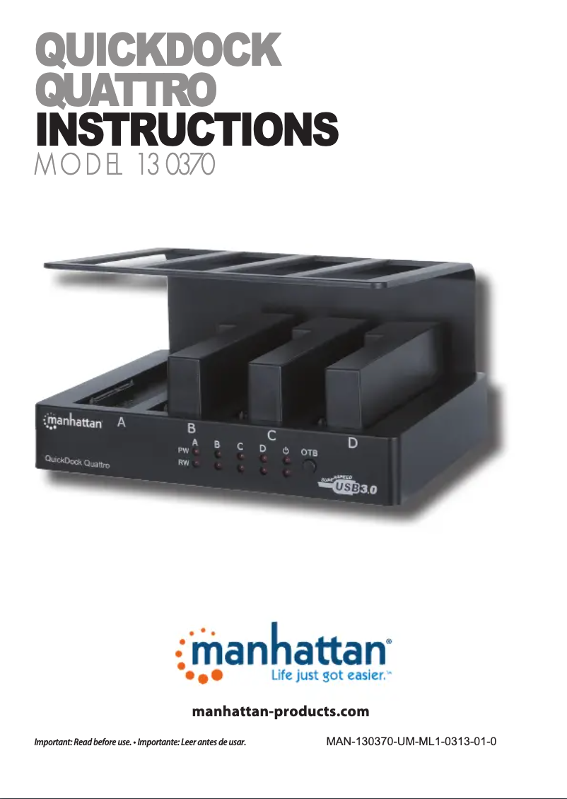 Page 1 de la notice Manuel utilisateur Manhattan QuickDock Quattro