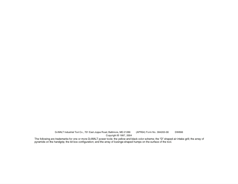 Page 1 de la notice Manuel utilisateur DeWalt DW896