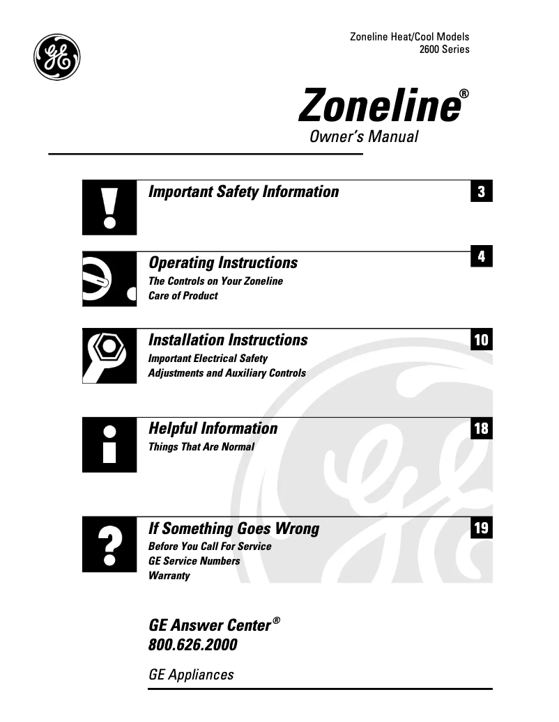 Page n°1 - Manuel utilisateur GE AZ26E06EBC