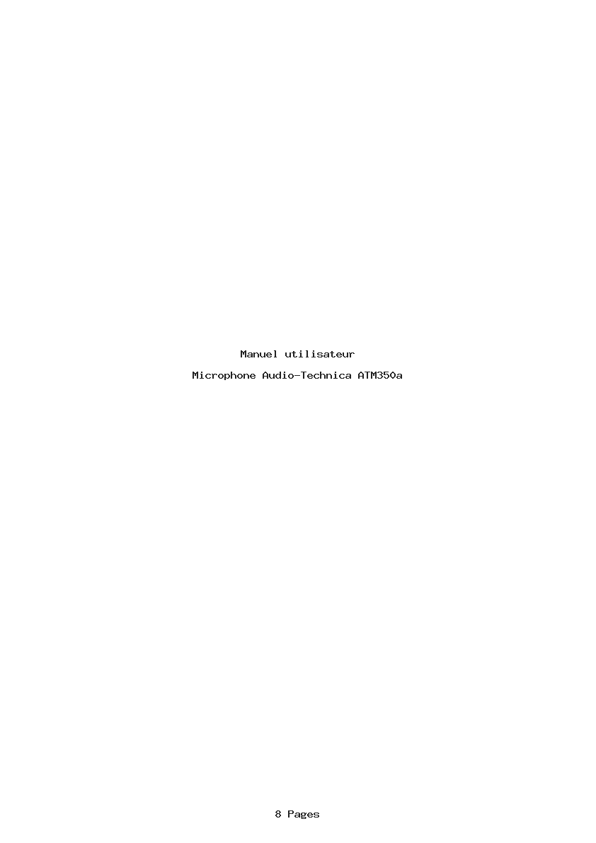 Page 1 de la notice Manuel utilisateur Audio-Technica ATM350a
