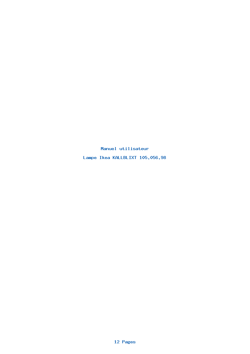 Page 1 de la notice Manuel utilisateur Ikea KALLBLIXT 105.056.98