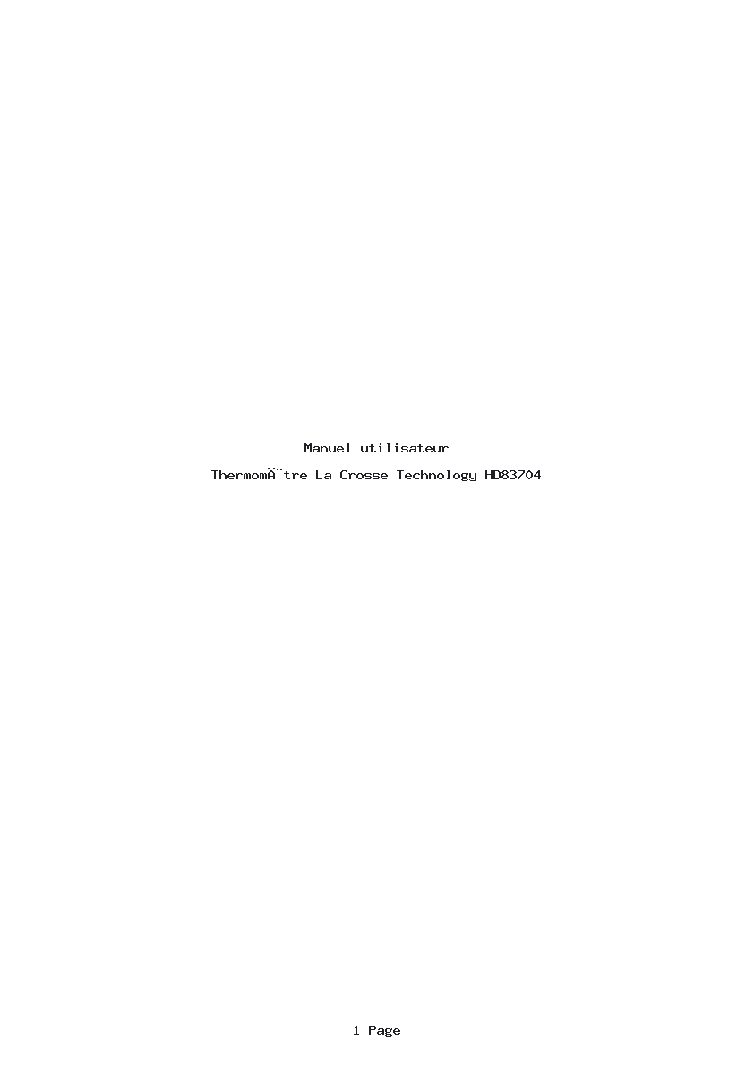 Page 1 de la notice Manuel utilisateur La Crosse Technology HD83704