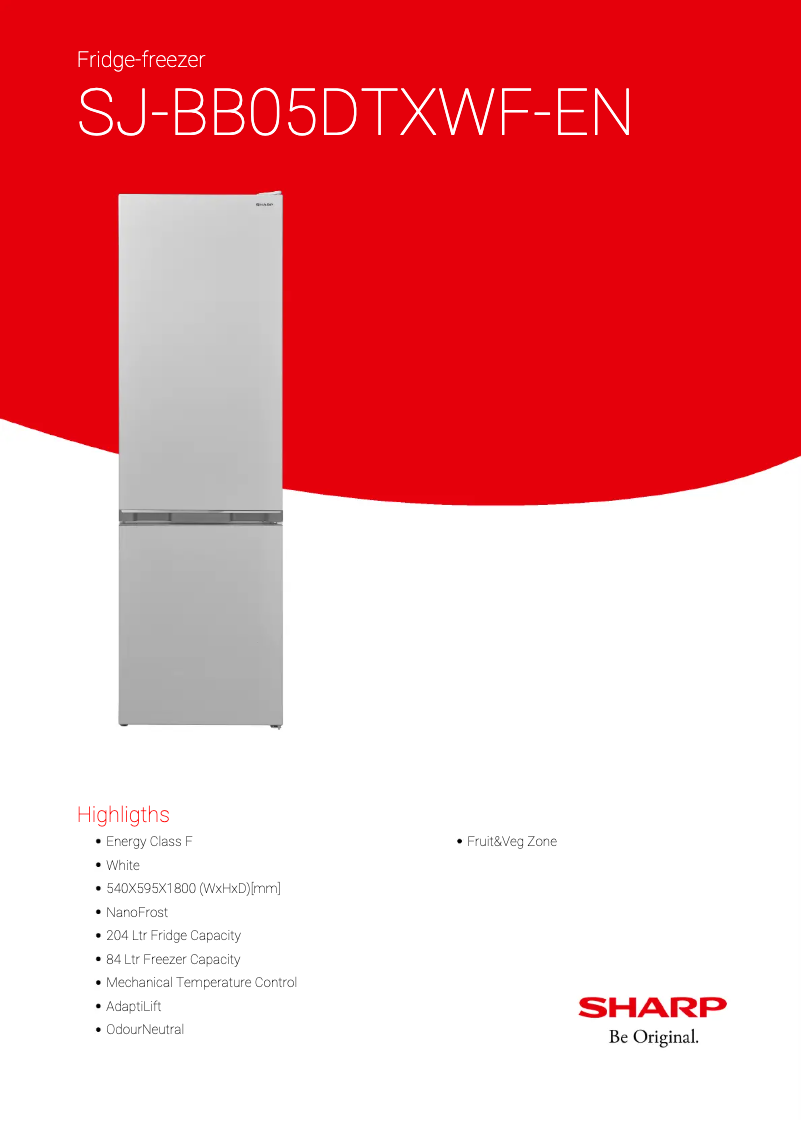Page n°1 - Fiche technique Sharp SJ-BB05DTXWF-EN
