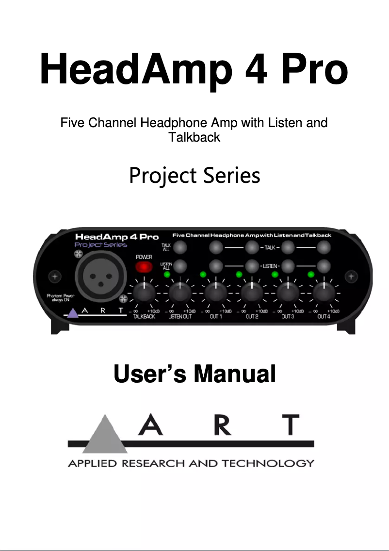 Page 1 de la notice Manuel utilisateur ART HeadAmp 4 Pro
