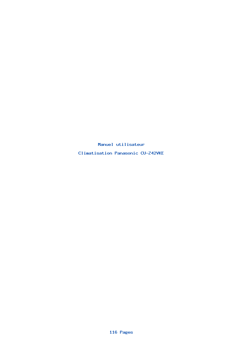 Page 1 de la notice Manuel utilisateur Panasonic CU-Z42VKE