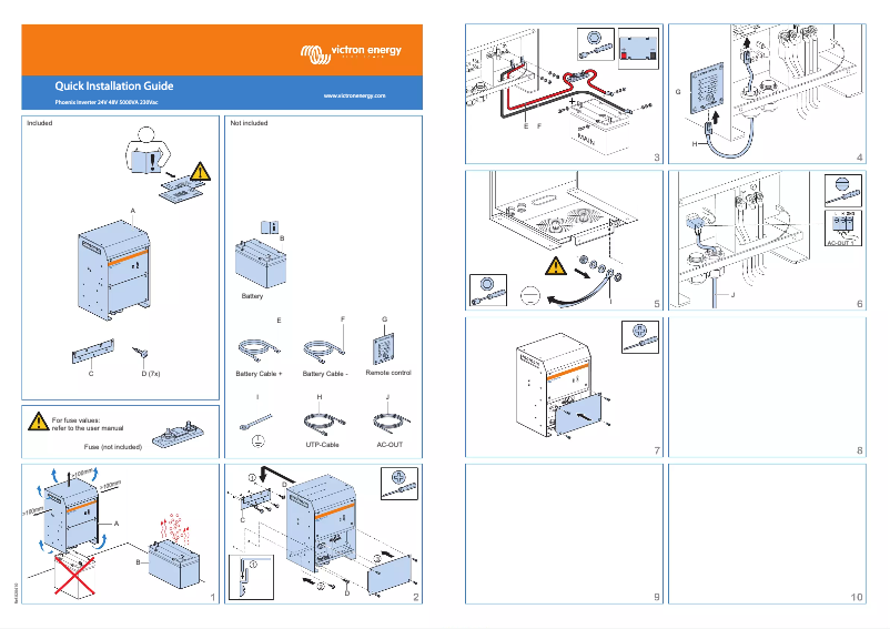 Page 1 de la notice Guide de démarrage rapide Victron Energy Phoenix Inverter