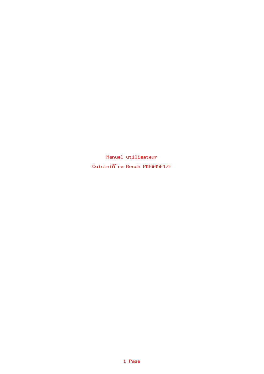 Page 1 de la notice Manuel utilisateur Bosch PKF645F17E