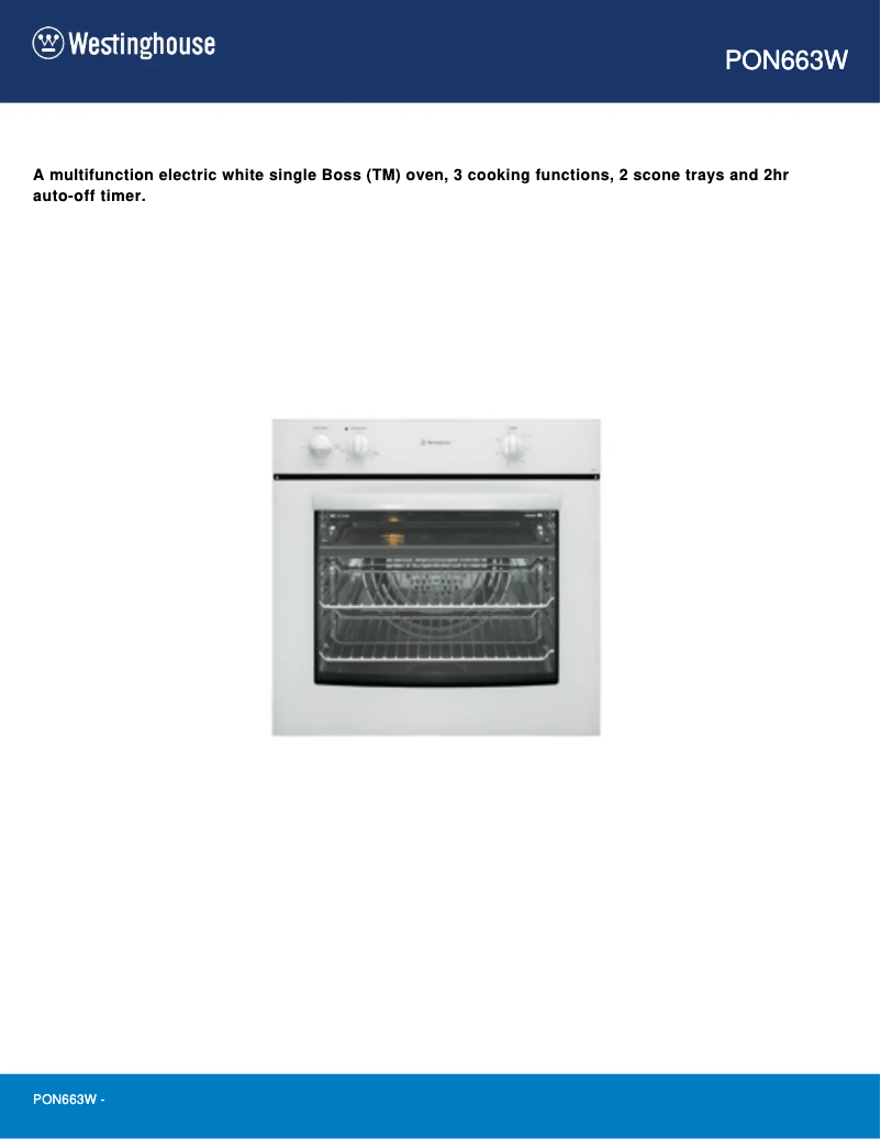 Page 1 of the manual User Manual Westinghouse PON663W