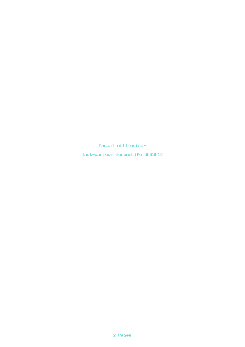 Page 1 de la notice Manuel utilisateur SereneLife SLBSP12