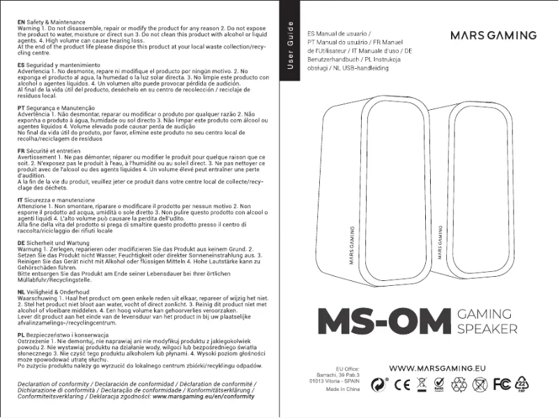 Page 1 de la notice Manuel utilisateur Mars Gaming MS-OM
