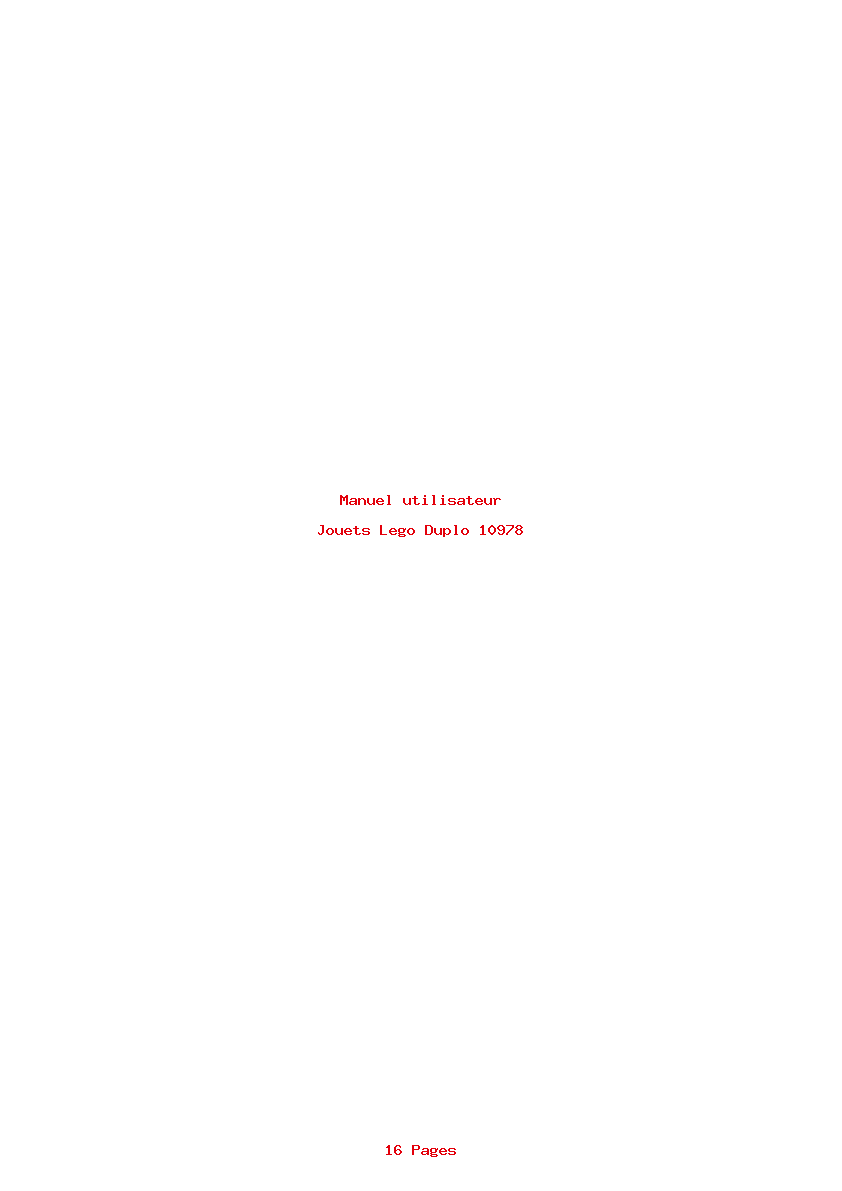 Page 1 de la notice Manuel utilisateur Lego Duplo 10978