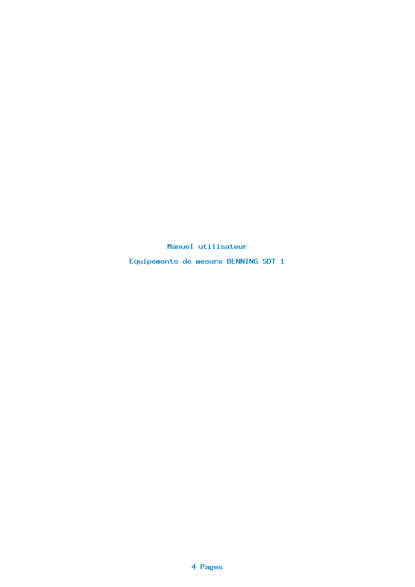 Page 1 de la notice Manuel utilisateur BENNING SDT 1
