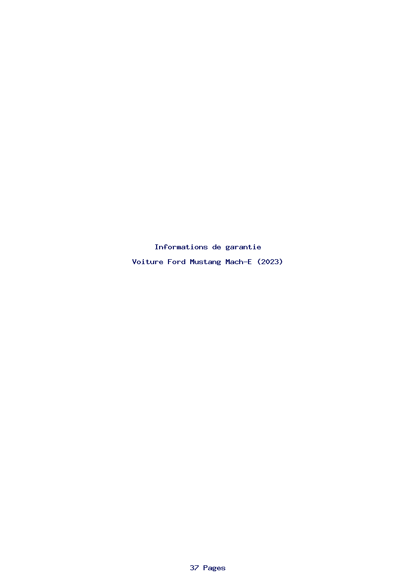Page 1 de la notice Informations de garantie Ford Mustang Mach-E (2023)