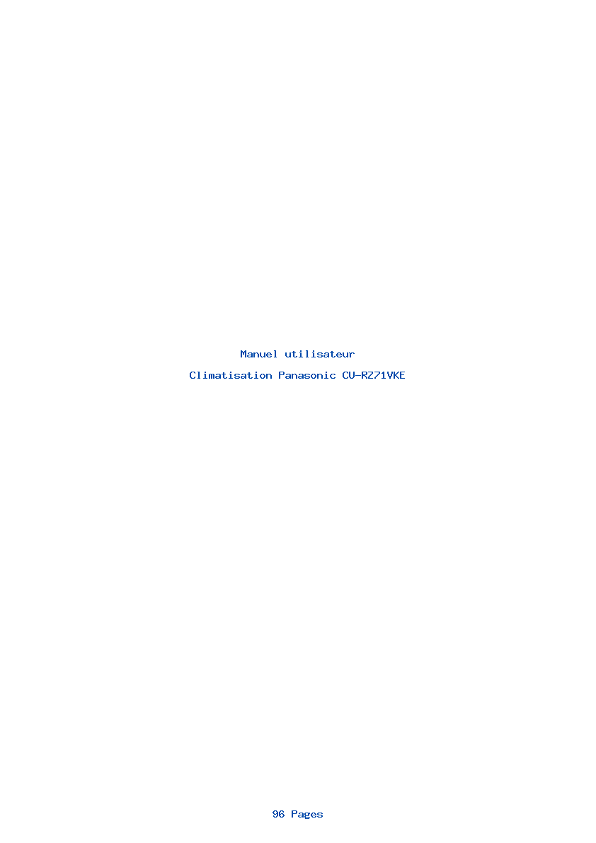 Image de la première page du manuel de l'appareil CU-RZ71VKE