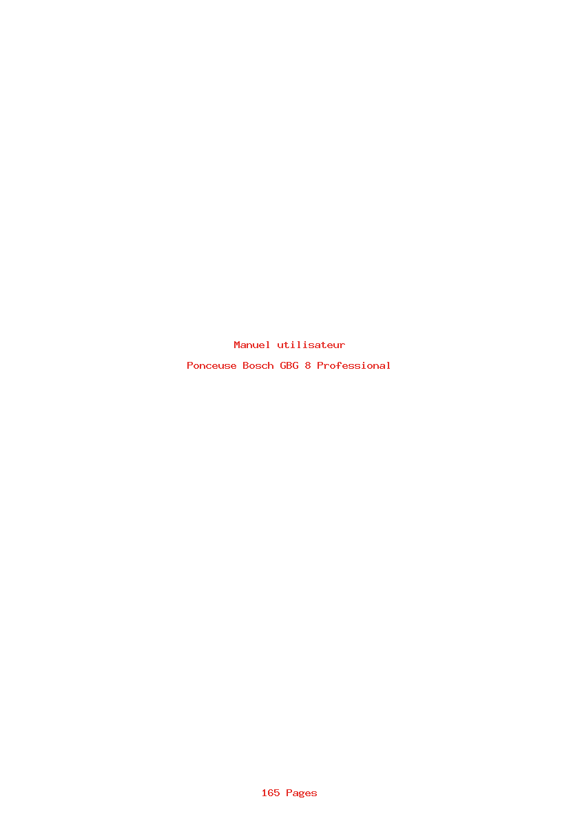 Page 1 de la notice Manuel utilisateur Bosch GBG 8 Professional