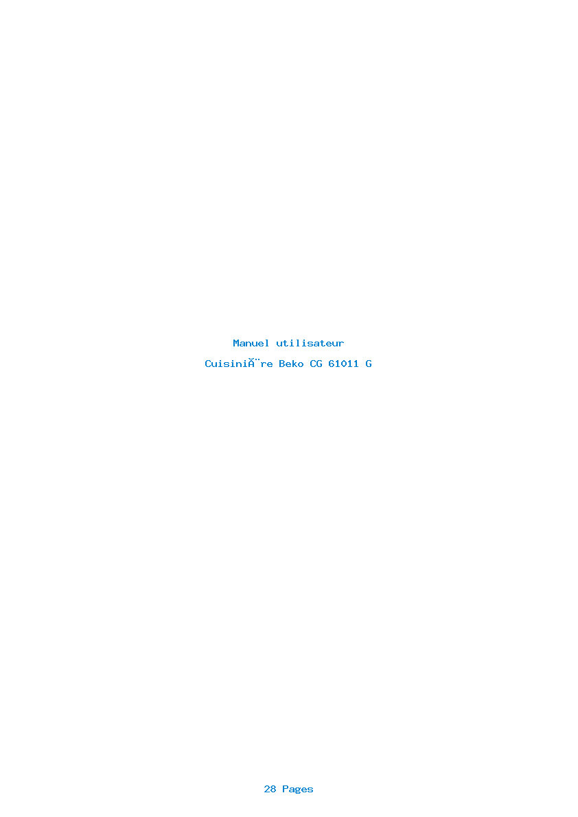 Page 1 de la notice Manuel utilisateur Beko CG 61011 G