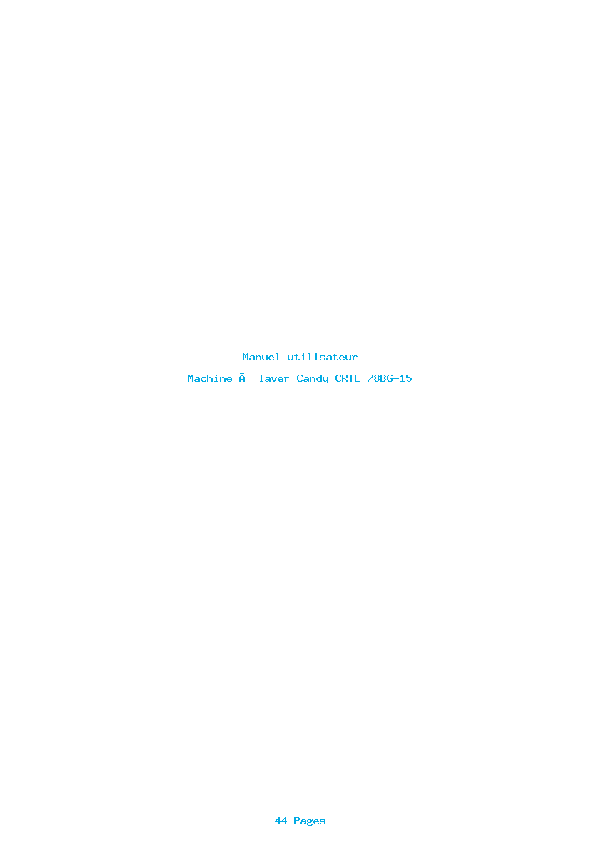 Page 1 de la notice Manuel utilisateur Candy CRTL 78BG-15