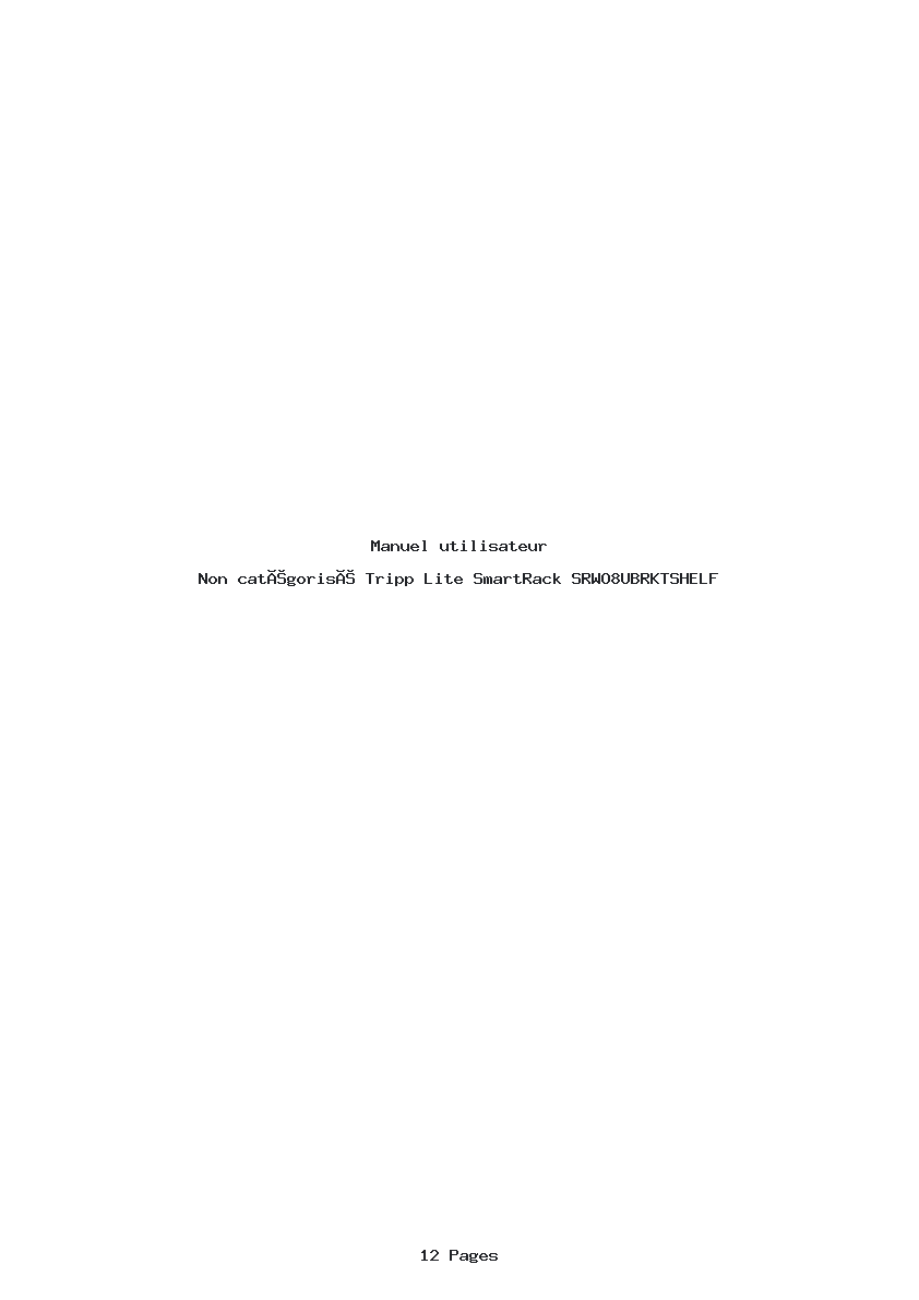 Page 1 de la notice Manuel utilisateur Tripp Lite SmartRack SRWO8UBRKTSHELF