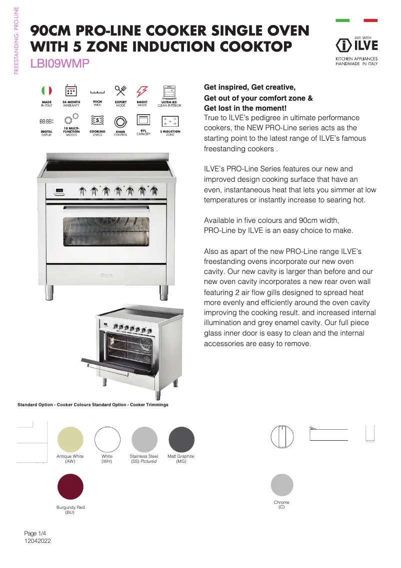 Page 1 de la notice Fiche technique Ilve LBI09WMPSS