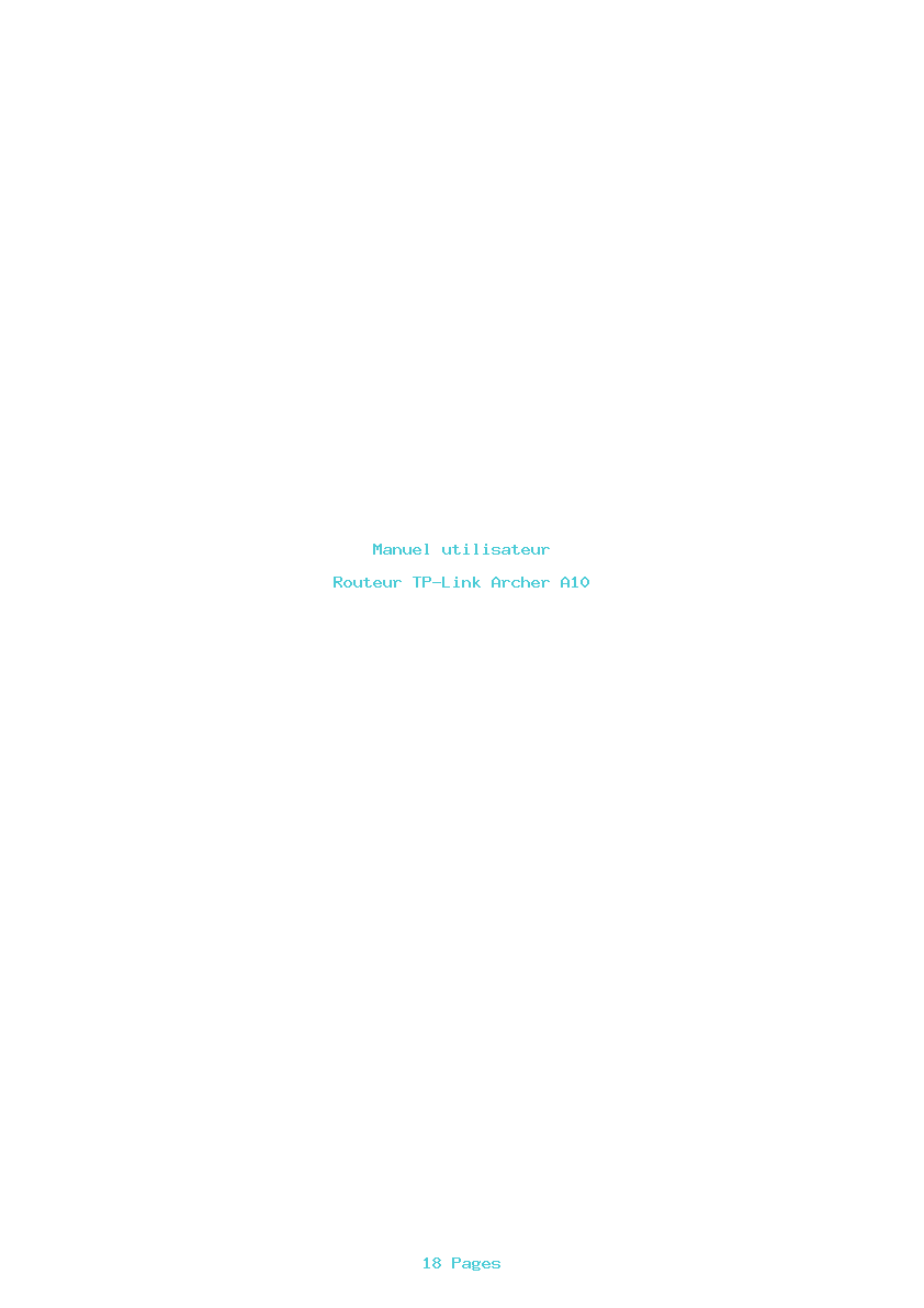 Page 1 de la notice Manuel utilisateur TP-Link Archer A10