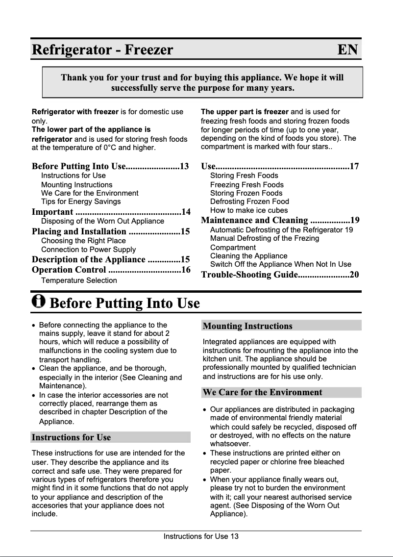 Page 1 de la notice Manuel utilisateur Gorenje RBI4145W