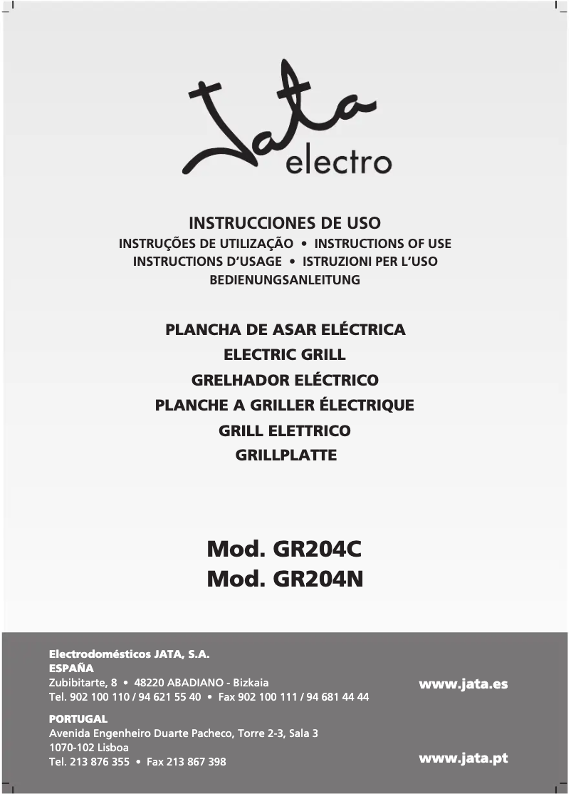 Page 1 de la notice Manuel utilisateur Jata GR204N