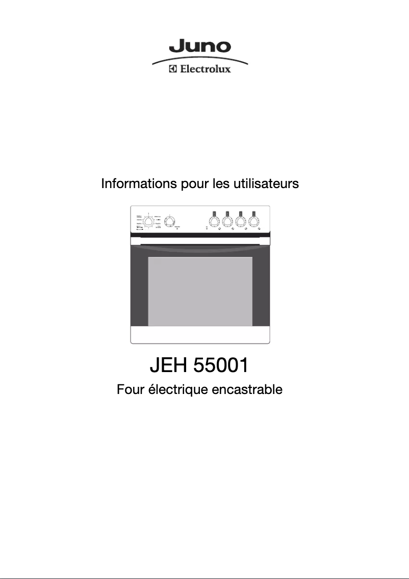 Page 1 de la notice Manuel utilisateur Juno Electrolux JEH55001A