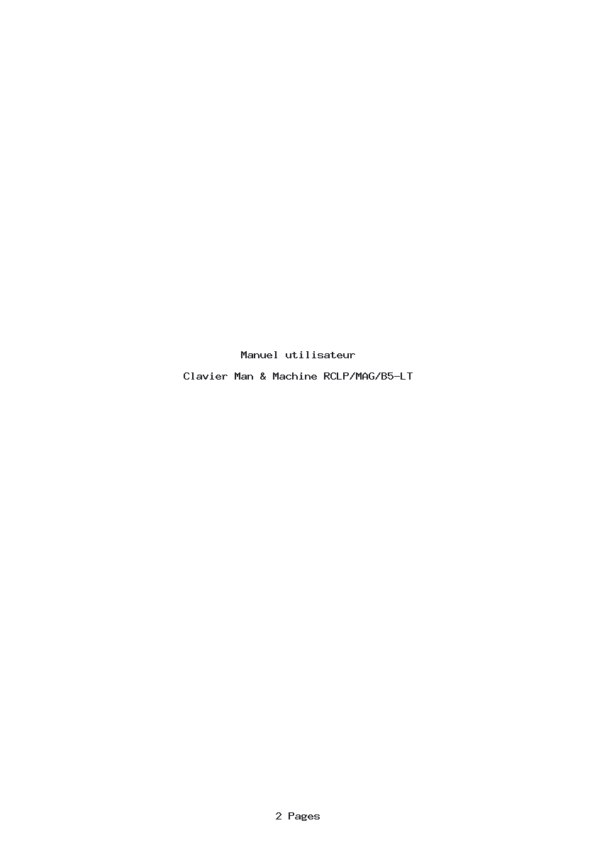 Page 1 de la notice Manuel utilisateur Man & Machine RCLP/MAG/B5-LT