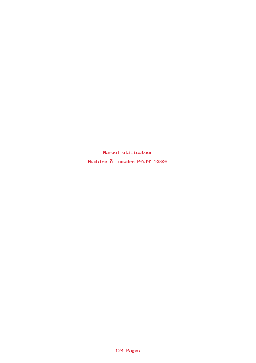 Page 1 de la notice Manuel utilisateur Pfaff 1080S