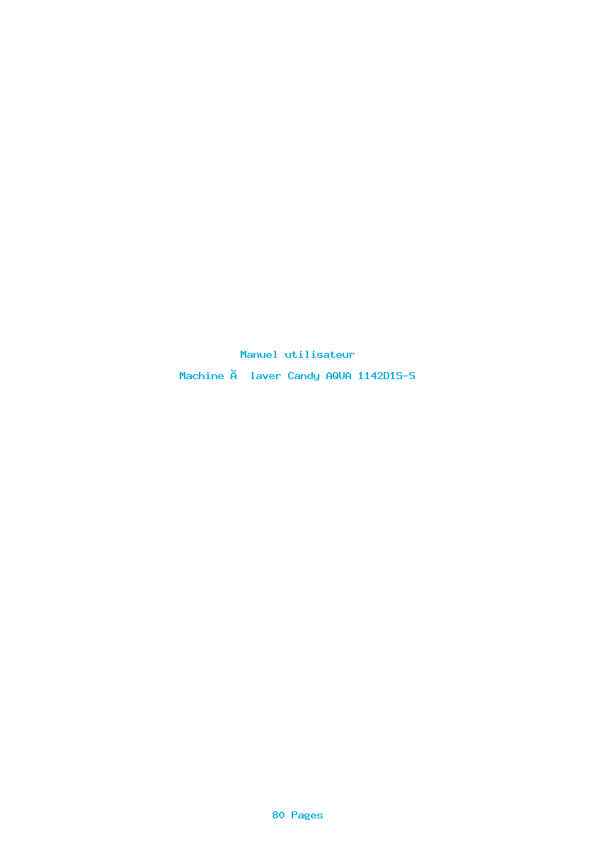 Page 1 de la notice Manuel utilisateur Candy AQUA 1142D1S-S